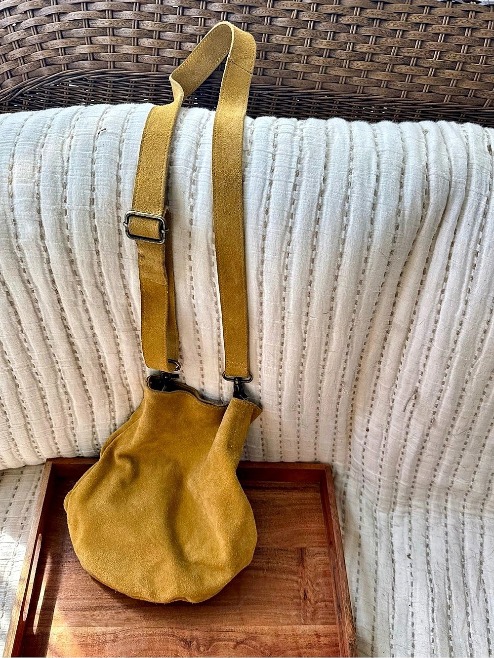 Free People Sundown Suede Crossbody in Rich Amber